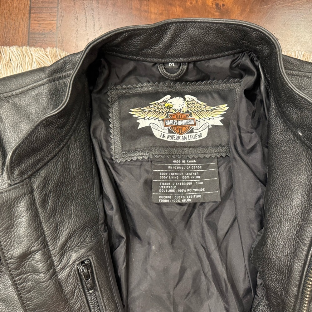 RARE Harley Davidson Women’s Leather Jacket M | Black Moto Biker Jacket Vintage - Picture 3 of 10